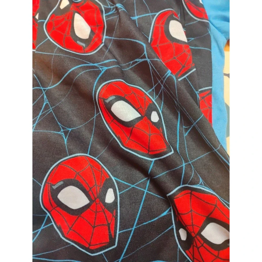 Marvel‎ Spiderman Boys 6/7 Pajama Set Blue Red Black 2 Piece Shirt Shorts NWT